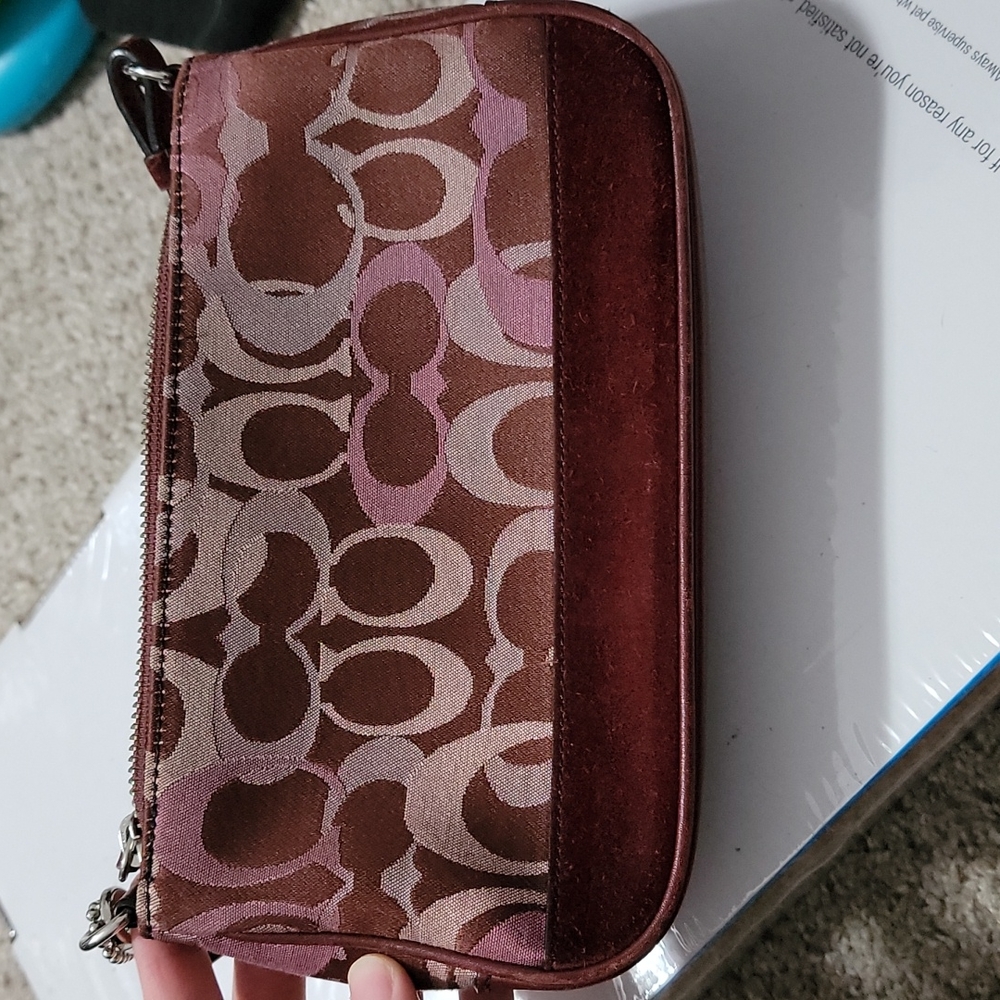 Coach Burgundy Signature Jaquard mini hobo